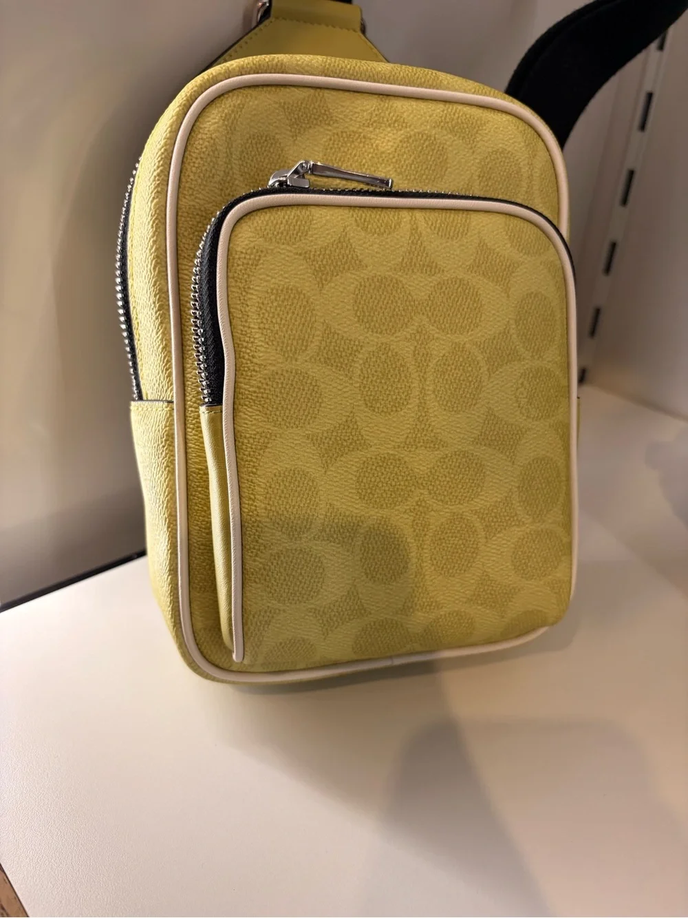 Coach staton signature yellow Signature Canvas Crossbody bag logo leather